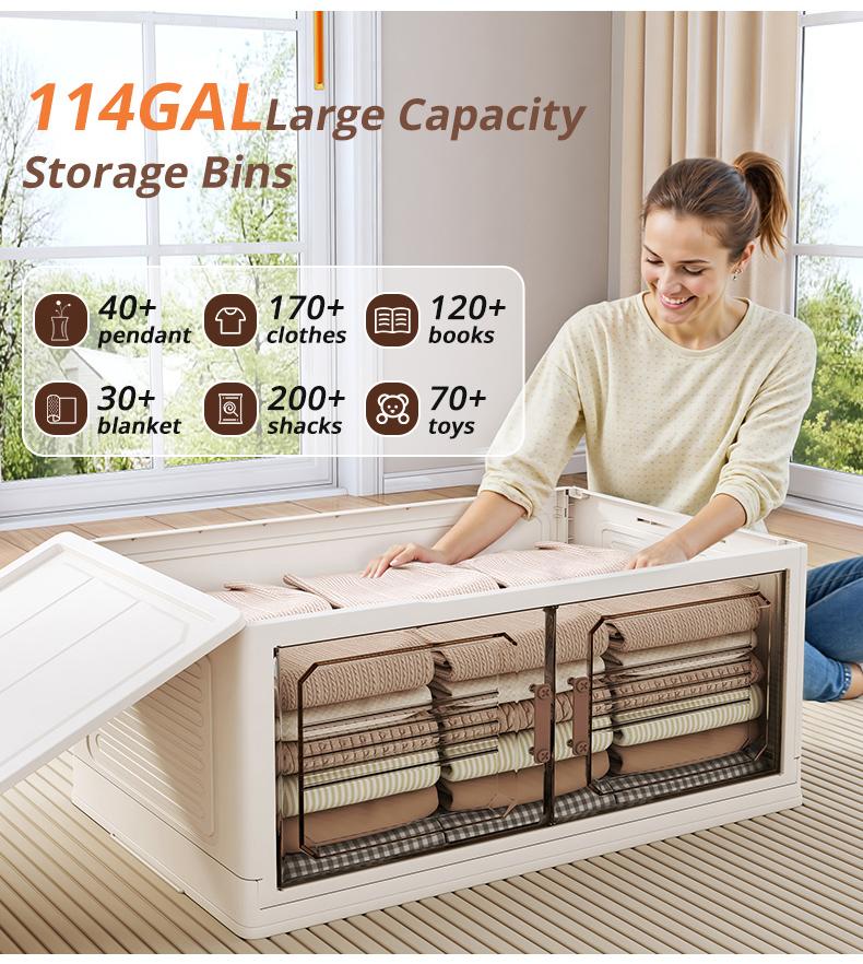SPACIFY HOME Foldable Storage Bins 76QT with Lid, Magnetic Doors & Lockable Wheels, Stackable storage Boxes for Living Room, Office, Kitchen, Dorm SPACIFY HOME Foldable Storage Bins 76QT with Lid, Magnetic Doors & Lockable Wheels, Stackable storage Boxes for Living Room, Office, Kitchen, Dorm