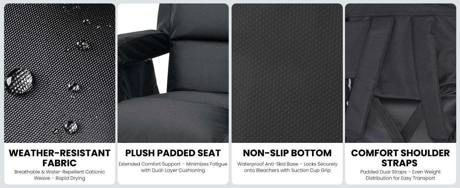 SLSY 2 Pack Wide Heated Stadium Seat for Bleachers w/Back Support & Cushion, Portable Foldable Stadium Chair with Armrests for Sports Events, Outdoor, Camping, Hiking - Power bank not included