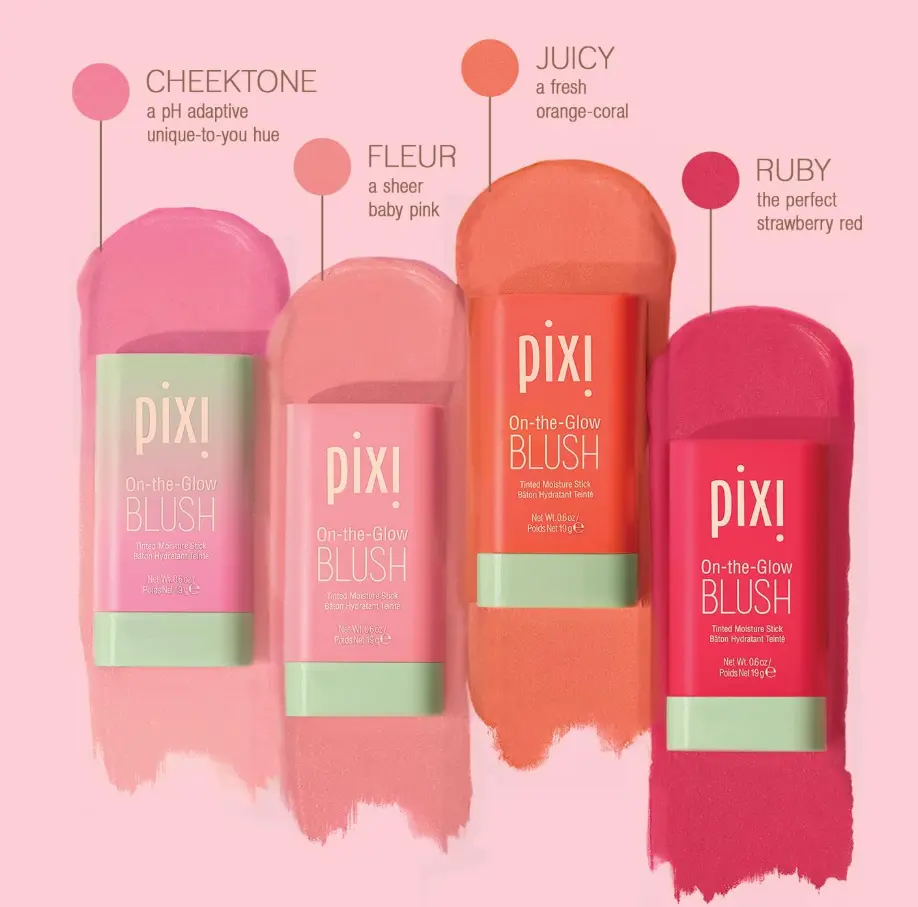 Pixi On-the-Glow Blush Stick - 19g Pigmented Blushers with Aloe Vera & Ginseng, Lightweight Hydrating Tinted Moisture for Soft Glam, Minimal & No Makeup Makeup Flush, Easy On-the-Go Touch-Ups
