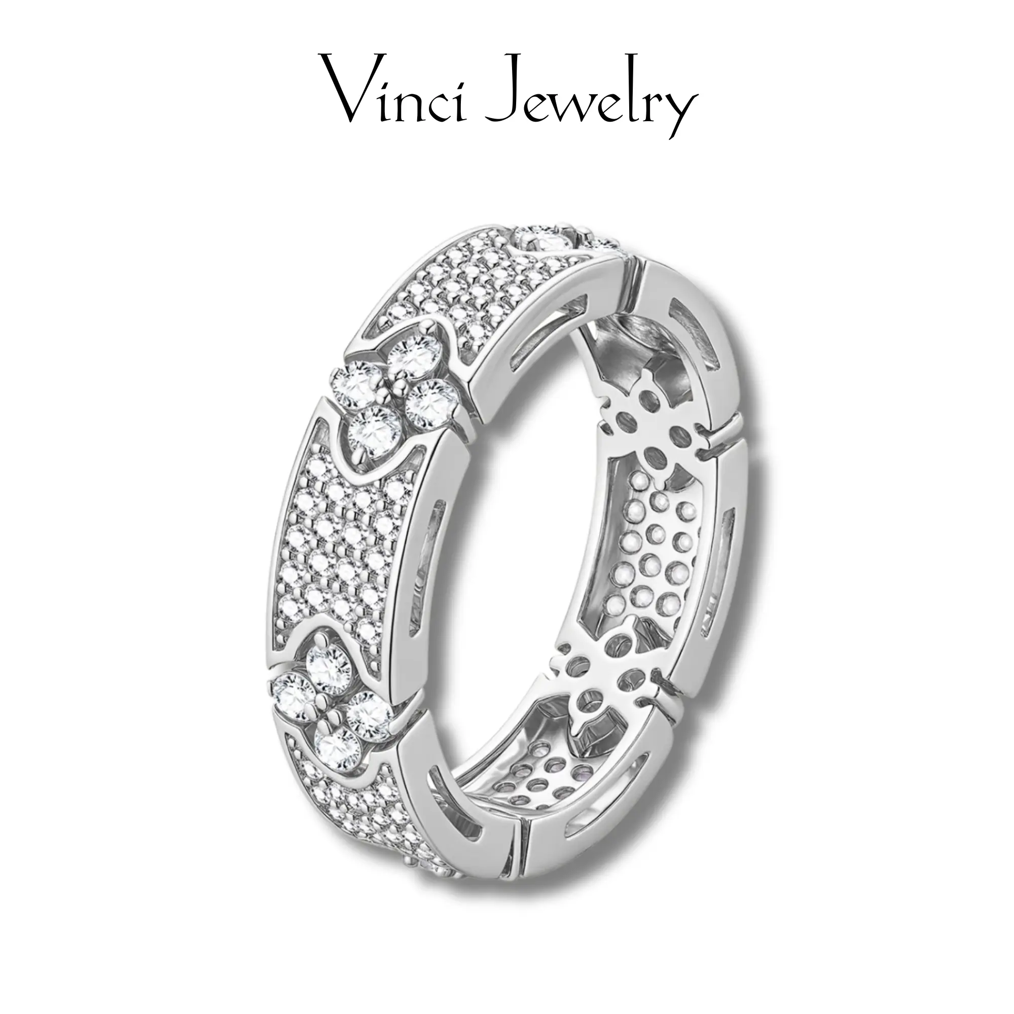 925 Sterling Silver   Luxury Full Eternity Flower Crystal Ring Elegant Sparkling Band for Women Wedding Anniversary Promise Engagement Gift Minimalist Stackable Everyday Jewelry Birthday Party Date Night Fashion Statement Luxury Look for He