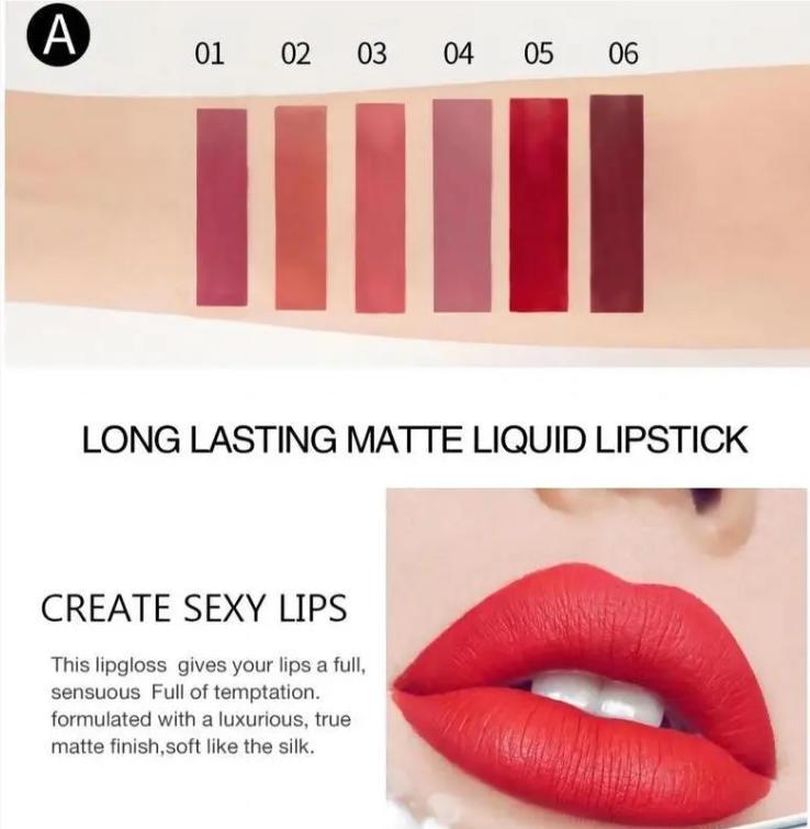 HANDAIYAN 6 Counts Waterproof Long-Lasting Matte Liquid Lipstick Set High Pigmented Nude Non-Stick Cup Lip Gloss Kit for Girls Women Make Up Gift Set Makeup Pearl