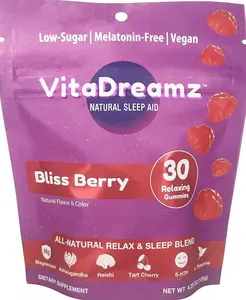 Melatonin-Free Sleep Gummies | Magnesium, Ashwagandha, Tart Cherry & L-Theanine | Natural Calm & Restful Sleep Support | Vegan, Sugar Free Bliss Berry | 30 Count