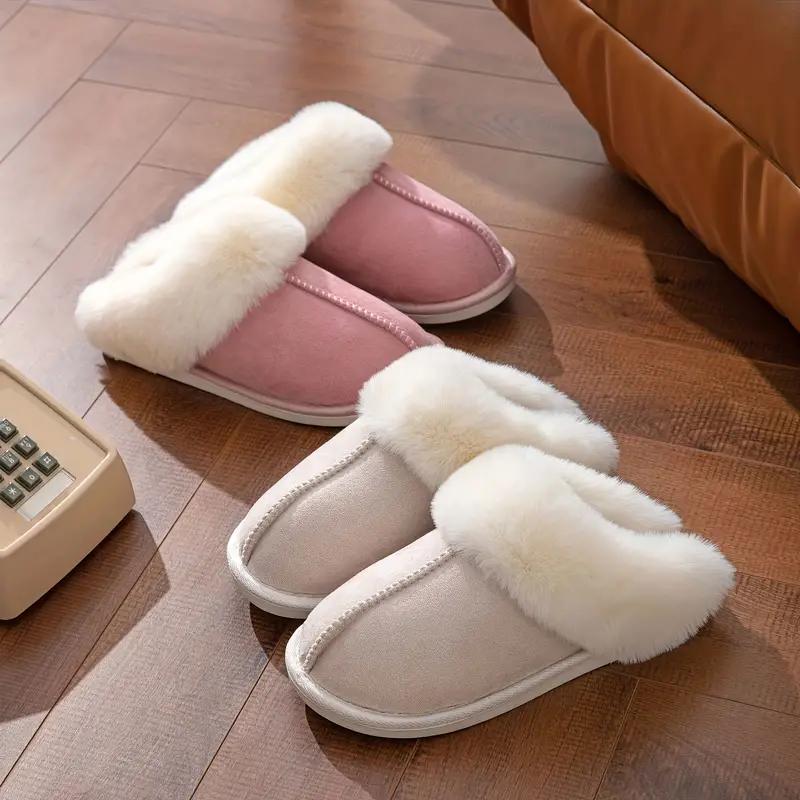 Women's Memory Foam Slide Moccasin Slipper Footwear - Cozy Wool-Look Plush House Shoes with Sherpa Lining, Non-Slip Rubber Sole for Indoor-Outdoor Use