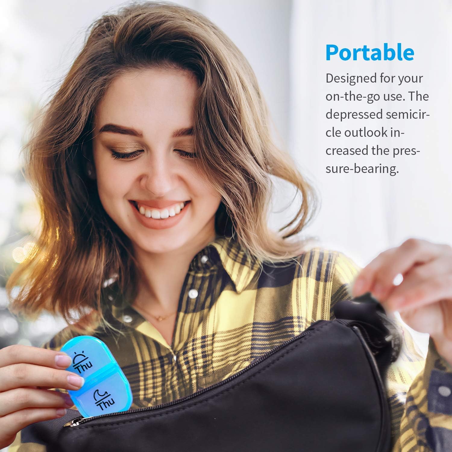 Weekly Pill Organizer 2 Times a Day, AM PM Pill Box with 7 Detachable Pill Case, BPA-Free & Portable 7 Day Pill Organizer with Large Storage to Hold Medication, Vitamins and Fish Oils