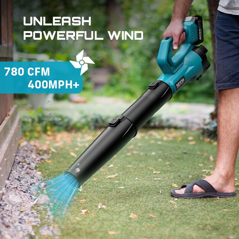 Seesii  Leaf Blower Cordless Electric Leaf Blower/Snow Blower  780CFM/440MPH Brushless Motor 2x4000mAh Batteries Handheld Snow Blower Variable Speed Control Turbo Button Electric Blower for Lawn Care Debris Dust Removal Outdoorfun