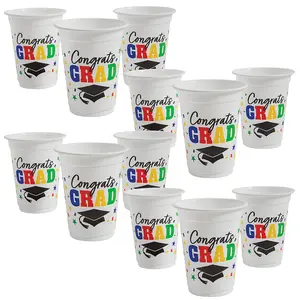 16 oz. Bulk 200 Ct. Congrats Grad Disposable Clear Plastic Cups