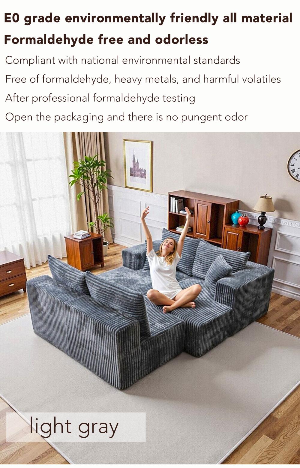 132'' U-shape Modular Corduroy Sofa Modern Living Room Comfortable No Assembly Needed Popular Boneless Sectional Couch Loveseat Couch Sleek boneless sectional couch bean bags furniture living room