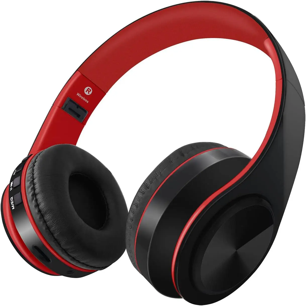Waterproof Over-Ear Headphones, V5.0 HD Stereo Sound Sports Wireless Over-Ear Headphones with Mic, Passive Noise Cancelling Headsets, 9 Hours Battery for Gym Running Workout Men, Women-Red