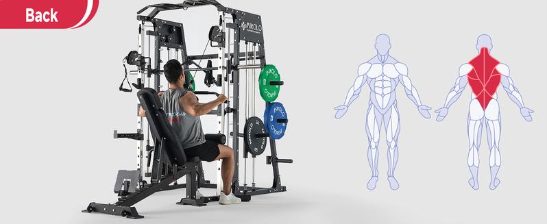MIKOLO Smith Machine, 2200lbs Squat Rack with LAT-Pull Down System & Cable Crossover Machine, Training Equipment with Leg Hold-Down Attachment Home Gym Station Home Gym AdjustableMIKOLO