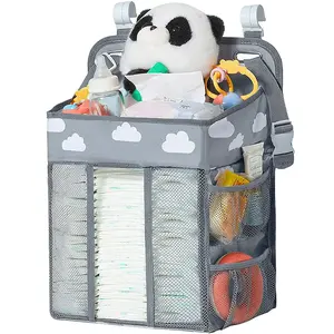 Baby Diaper Storage Bag Large Capacity, Multifunctional Diaper Bag, Bedside Hanging Organizer for Baby Crib and Stroller, Essential Baby Care Accessories