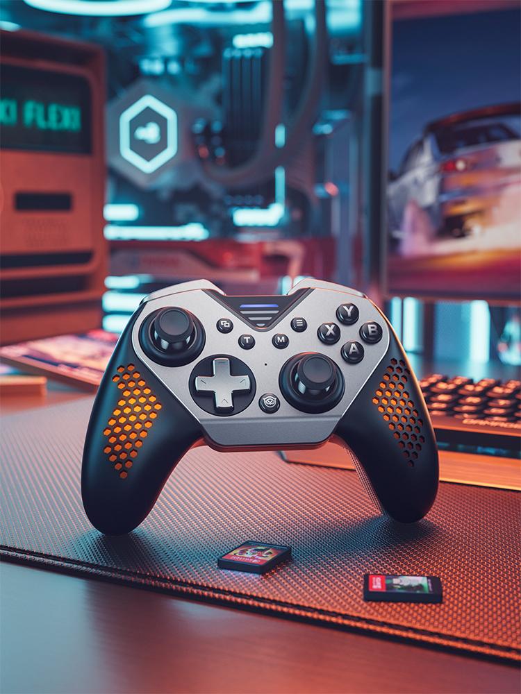 NYXI Flexi Wireless PC Controller, 1000Hz Polling Rate Hall Effect Joystick, Interchangeable D-pad&Left Joystick, 4 Mppable Buttons, 800mAh, Adjustable Turbo/Vibration for PC/Switch 2/iOS/Android