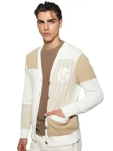 GUESS Male Duncan Ivy Patchwork Cardigan
