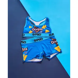 PSD Womens Doritos Cool Ranch Sports Bra and Boy Short Matching Set - Soft, Comfortable & Breathable Core Standard Fabric