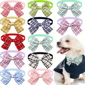 Pet Swallowtail Bow Tie Collars Plaid 1 piece Adjustable Easy Buckle Various Colors One Size Fits All Stylish Design for Small to Large Pets