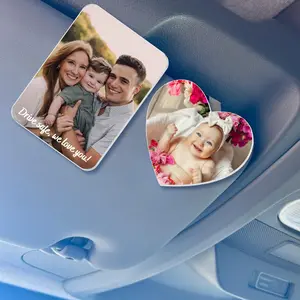 Personalized Father's Day Gift For Husband, Custom Photo Car Visor Clip, Family Photo Daddy Gifts, Custom Drive Safe Sun Visor Picture Clip