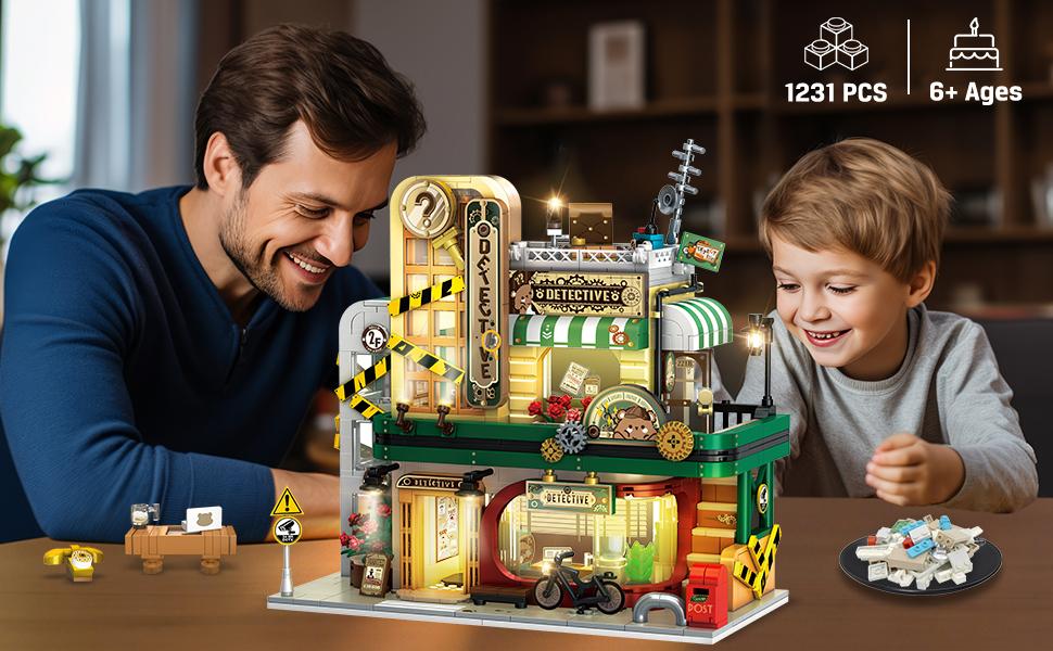 INSOON Detective Agency Building Set with LED Lights, 1231 Building Blocks for Adults, Teens, Kids, and Girls (6-12+), Office Construction Model INSOON Detective Agency Building Set with LED Lights, 1231 Building Blocks for Adults, Teens, Kids, and Girls (6-12+), Office Construction Model