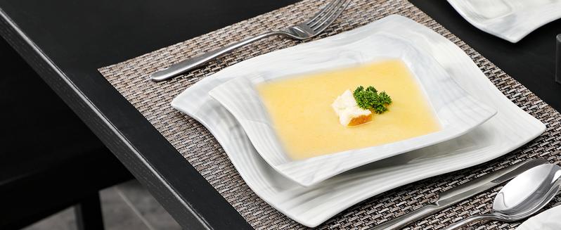 MALACASA Porcelain Dinnerware Sets 30 Pcs with Square Dish Set, Dinner Plates, Dessert Plates, Soup Bowls, Cups & Saucers, Series Amparo Cutlery Tableware Winter Holiday