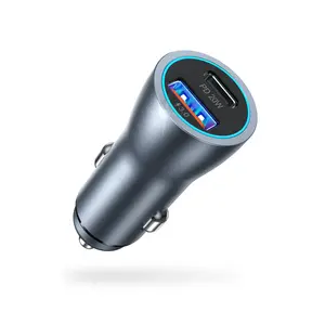 38W 2-Port Mini Car Charger, PD 20W USB C & QC 3.0 USB A Fast Charging Adapter for iPhone 17/16/15/14, Samsung, iPad, Google Pixeland, and All USB Devices