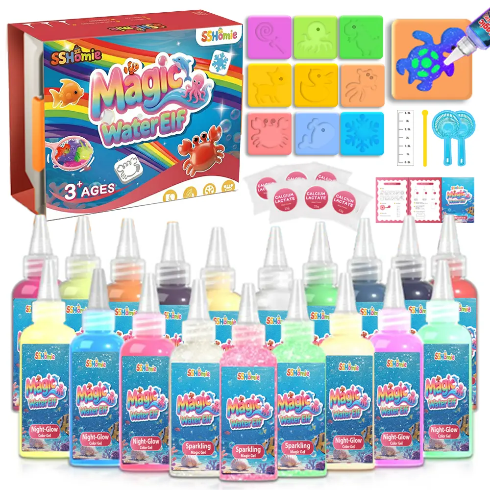 Vibrant Unisex Magic Water Elf Toy Kit with Molds & 20 Gels - DIY Aqua Fairy Gel Squishy, Educational Arts & Crafts for Kids, Teaches Color Coordination, Includes After-Sales Support, Ideal Birthday/Easter Basket Gift