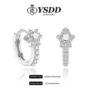 【#518 TAKE ME HOME】Dainty 0.2CT Star Huggie Hoop vvs Synthetic Moissanite Earrings in 925 Sterling Silver Studearrings