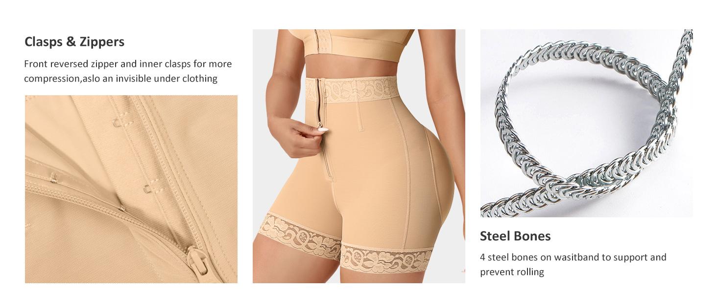 FeelinGirl Body Shaper for Women Butt Lifting Shapewear Fajas Colombianas Shapewear Postpartum Tummy Control Body Shaper Panties with Zipper Closure Comfort Womenswear Dress
