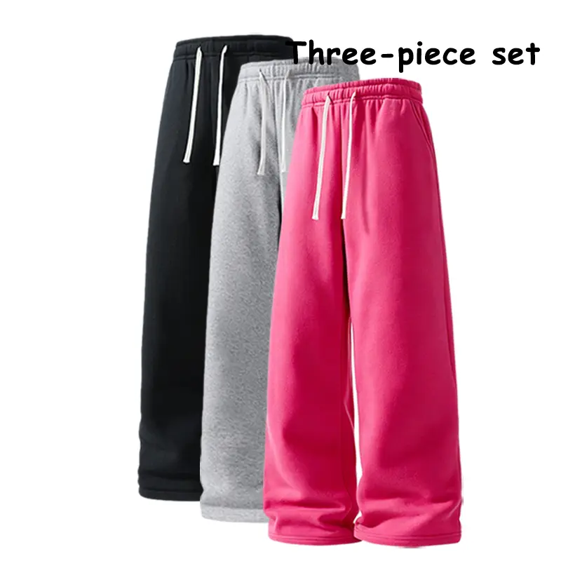Men’s 3-Pack Durable Casual Sweatpants, Drawstring Wide-Leg Lounge Pants, Stretch Comfortable Joggers for All-Day Wear