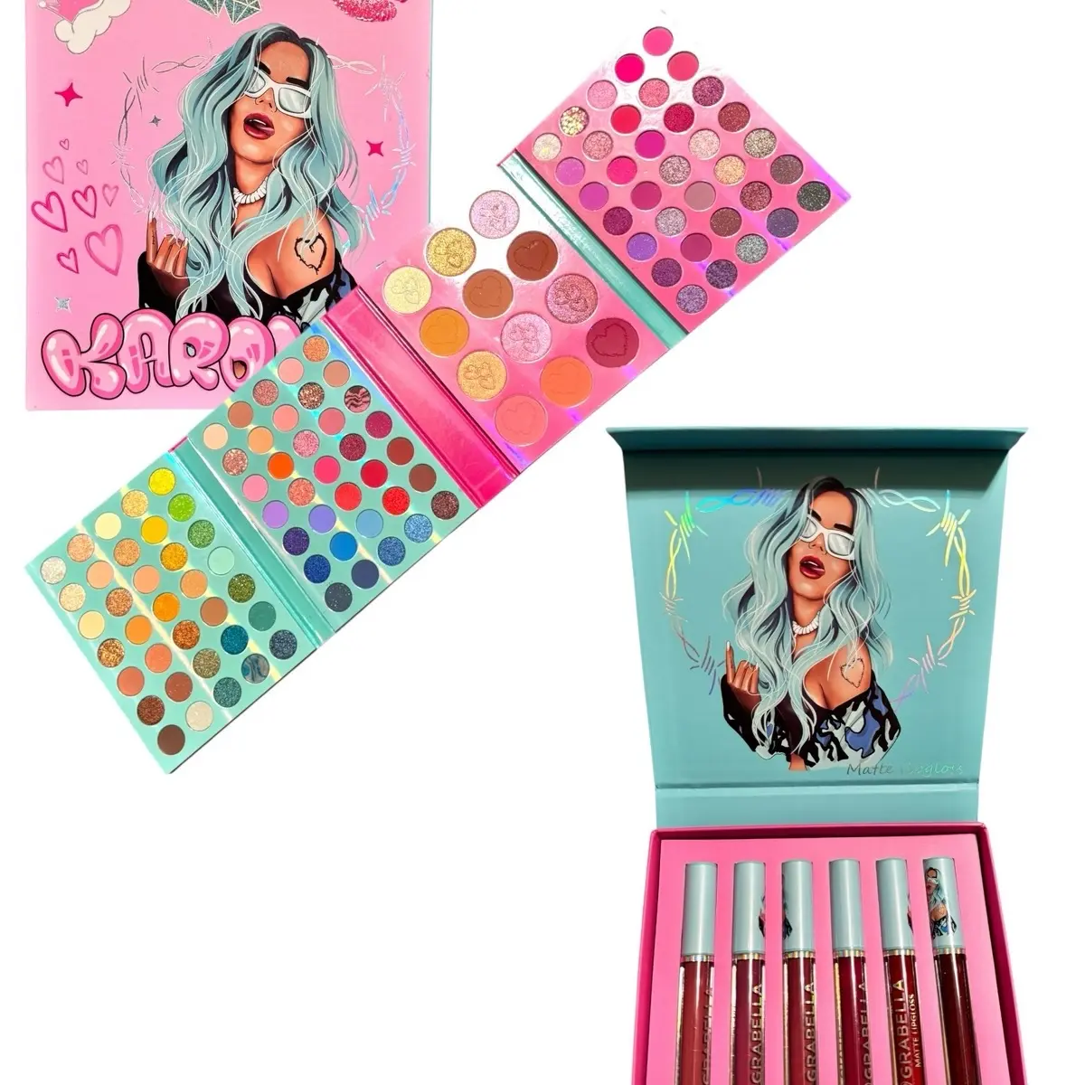 BICHOTA ULTIMATE BEAUTY SET! 117-Color Eyeshadow/Highlighter/Blusher/Bronzer + 6-pc Matte Liquid Lipstick 24hr Set-Cosmetics-Makeup