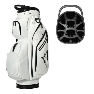 uniHimal 002 T-Lock Silent Golf Cart Bag with 15 Way Organizer Divider Top, Premium Soundless Cart Bag with Handles and Rain Cover