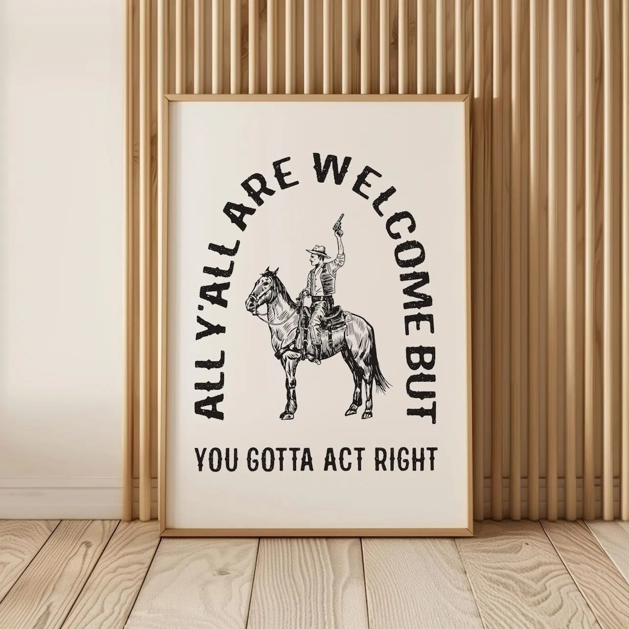 1 Piece Western Style Welcome Cowboy Quote Wall Art - Southwest Style Horizontal Canvas Print, Suitable for Bedroom, Living Room Decoration - Warm Room Gift, Cowboy Country Aesthetics, Ink Canvas Painting