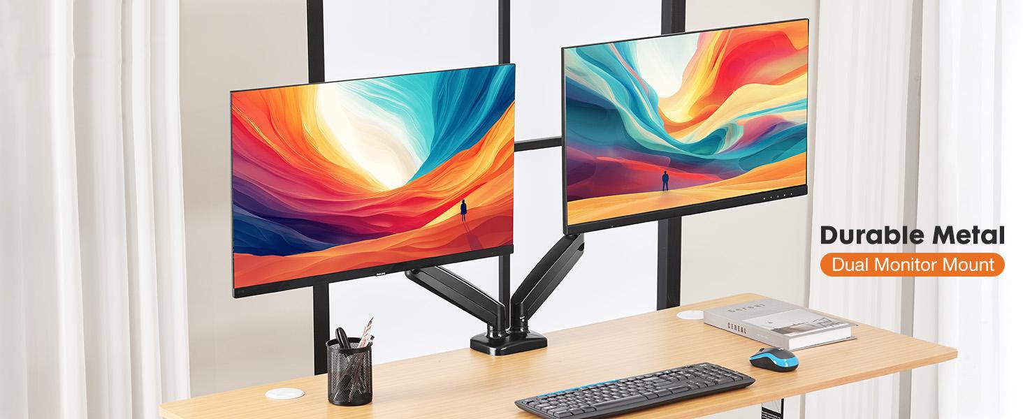 Adjustable Gas Spring Monitor Arm Stand with Swivel VESA Bracket, Height Adjustment, and Clamp/Grommet Base Adjustable Gas Spring Monitor Arm Stand with Swivel VESA Bracket, Height Adjustment, and Clamp/Grommet Base