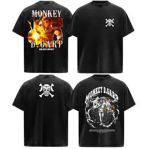 Monkey D Garp OP Anime Manga Acid Washed 230GSM Heavyweight Cotton T Shirt Collection - Size S to 3XL - Unisex Vintage Streetwear Oversized Crewneck Merch - Gift for Anime Fans