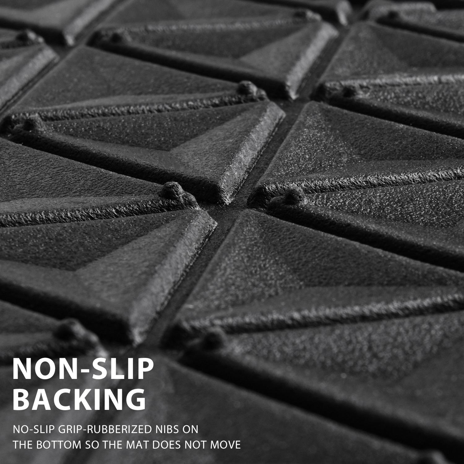 CAR PASS Bling Diamond Rhombus Rubber Leather Car Floor Mats, All-Weather for Car Full Set Durable Anti-Slip, Waterproof Trim Universal Fit,Sedan,SUV,Truck Vehicle Automotive