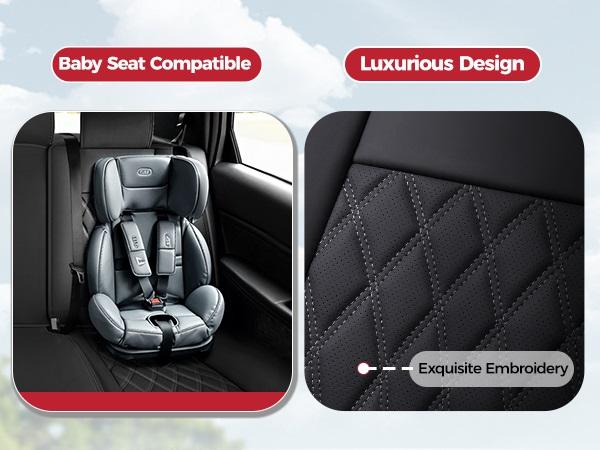 【FREESOO】Red Universal Car Seat Covers, Fits 6000+ Vehicles, Premium Breathable Leather，Automotive Interior Replacement Accessories  | F2