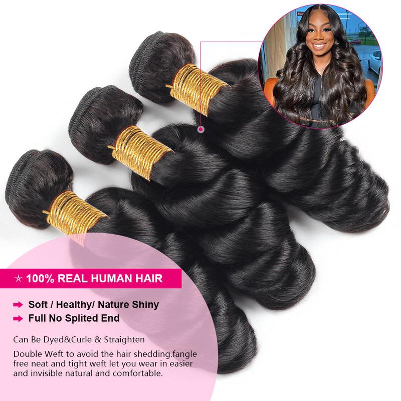 Loose Wave Bundles Brazilian Virgin Hair for Sew in 3 Bundles Human Hair Salon Quality Quick Weave