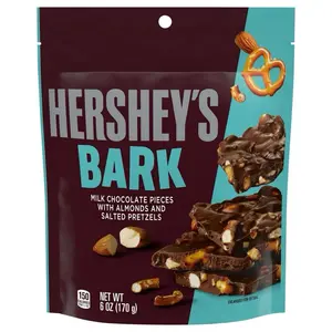 Hersheys Milk Chocolate Bark Candy with Real Pretzels and Almond Pieces - Perfect Mix of Smooth & Crunchy Texture - Limited Time Offer Creamy Dessert Snack