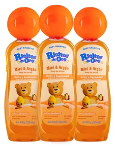Ricitos de Oro Honey Bee Shampoo Baby Cleansing Shampoo Rattle Cap ParabenFree Product for Baby’s Delicate Hair Hypoallergenic 3-Pack of 8.4 FL Oz Each, 3 Bottles