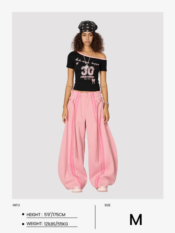 Aelfric Eden Y2K Stripe Baggy Pants 2025 Elastic Waist Trend Lantern Trouser Vintage Wide Leg Unisex Basic Bottoms