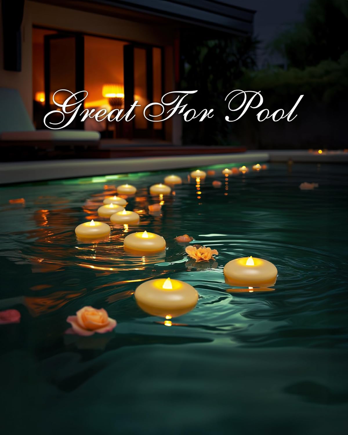 12 Pack 3” Flameless Led Floating Candles, 200 Hour White Battery Operate Waterproof Tealights for Cylinder Vases, Centerpieces at Wedding Decor, Party, Pool