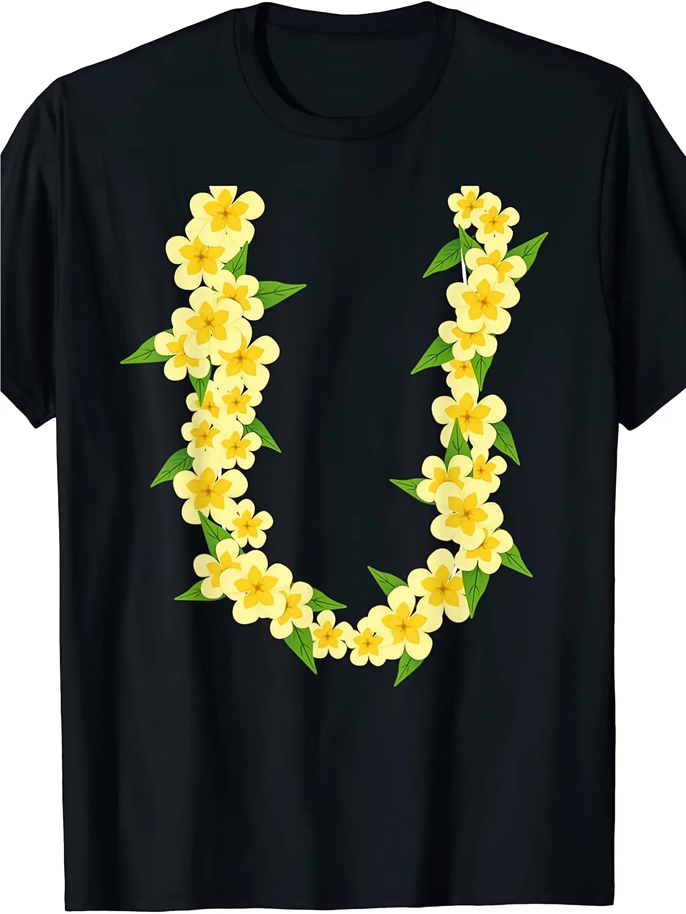 Men'S Vintage-Inspired Hawaiian Lei Print T-Shirt unisex soft cotton short sleeve t shirt, vintage graphic casual tee for men women teens, perfect birthday holiday gift for camping travel gym daily street  wear