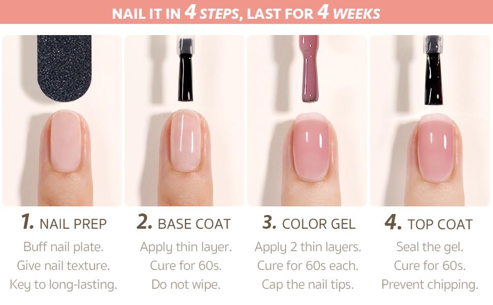 GAOY Luck in Love Jelly Pink Gel Nail Polish Set of 6 Transparent Colors Nude White Sheer Gel Polish Kit for Salon Gel Manicure and Nail Art DIY at Home