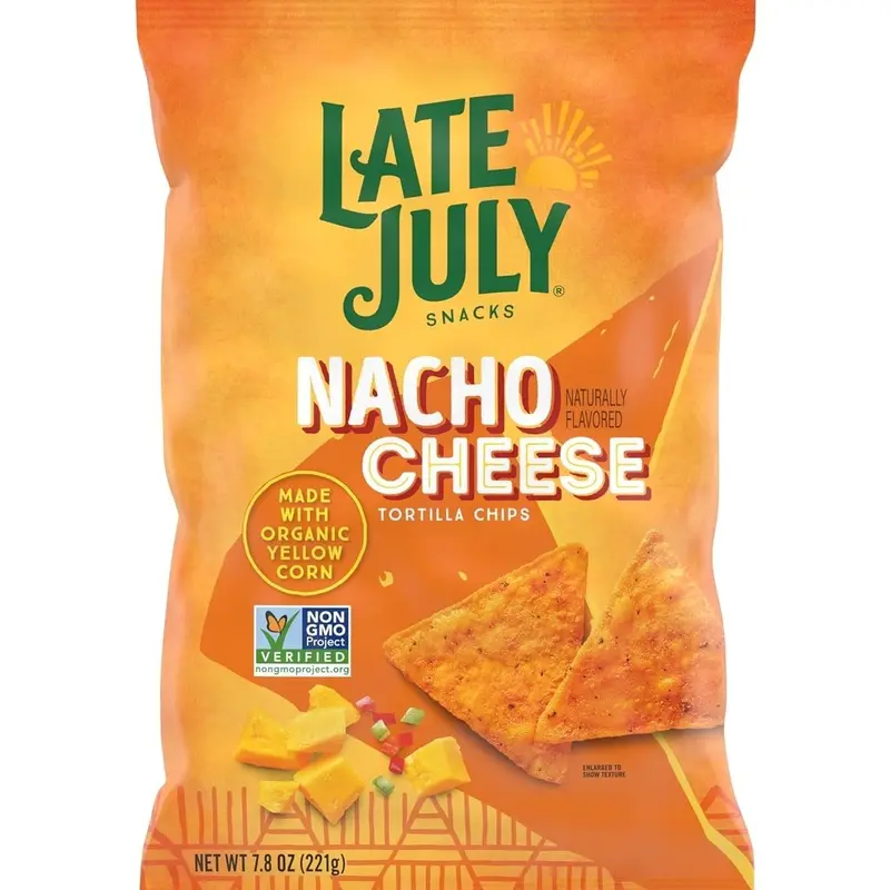 Late July Snacks Nacho Cheese Tortilla Chips, 7.8 oz Bag