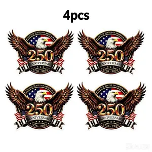 4pcs 250th Anniversary USA Car Decal Sticker, USA Patriotic 4th of July 1776–2026 Vinyl for Car, Truck, Window, Laptop, 250 Years American Independence Bumper Stickers,8inch