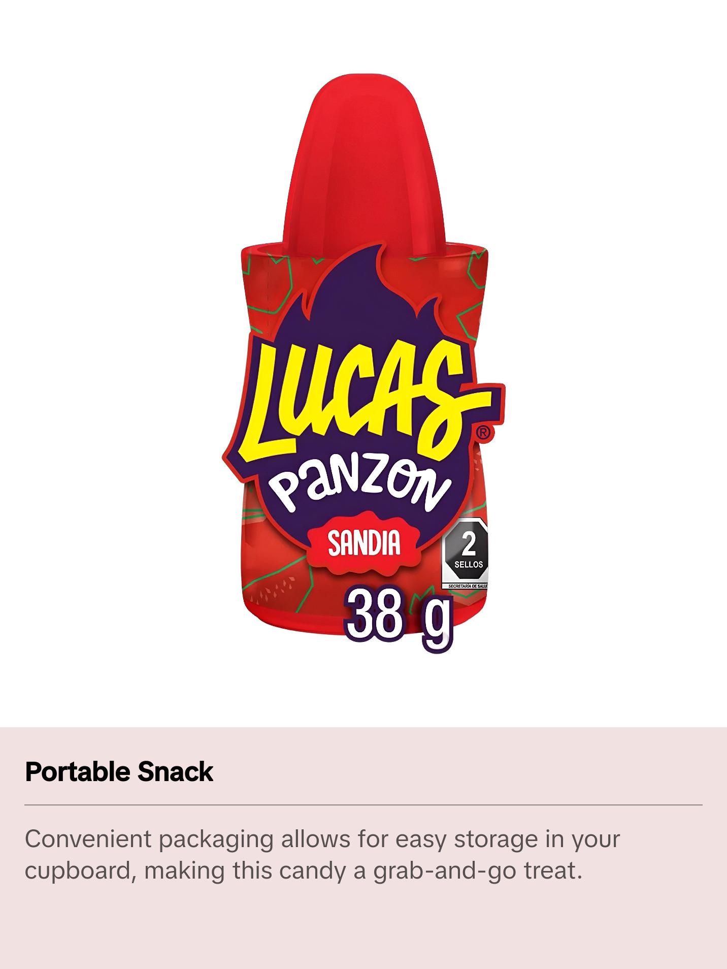 Lucas Panzon Watermelon Flavored Lollipop Candy with Chamoy Liquid (10 Count), Sweet, Savory, Mexican Candy, Dulces Mexicanos Snack Candies Tangy