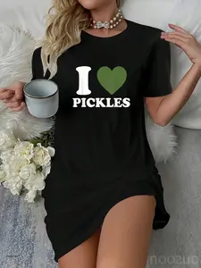I Love Pickles I Heart Pickles Funny Cucumber Fruit Lover Casual Dress