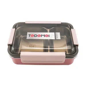 Tedemei Stainless Steel Double Compartment Lunch Box - Leakproof Bento Box for Adults & Students, Portable Food Container for Work & School (Random Color)