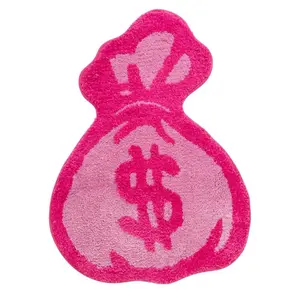 Money Bag Custom Rug - Pink Dollar Sign Design for Home Decor
