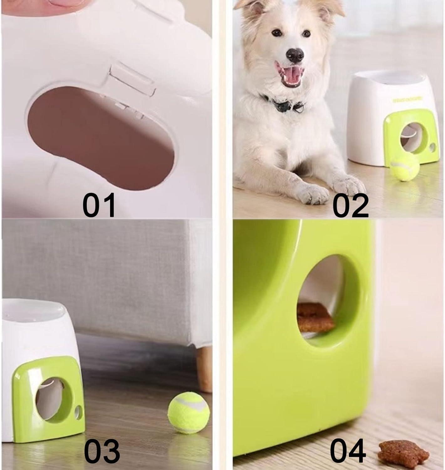 Pet Tennis Ball Launcher Toy, Automatic Ball Launcher Pet Dog Toy for 1 Ball, Pet Food Reward Machine for Small and Medium Size Dog Trainin