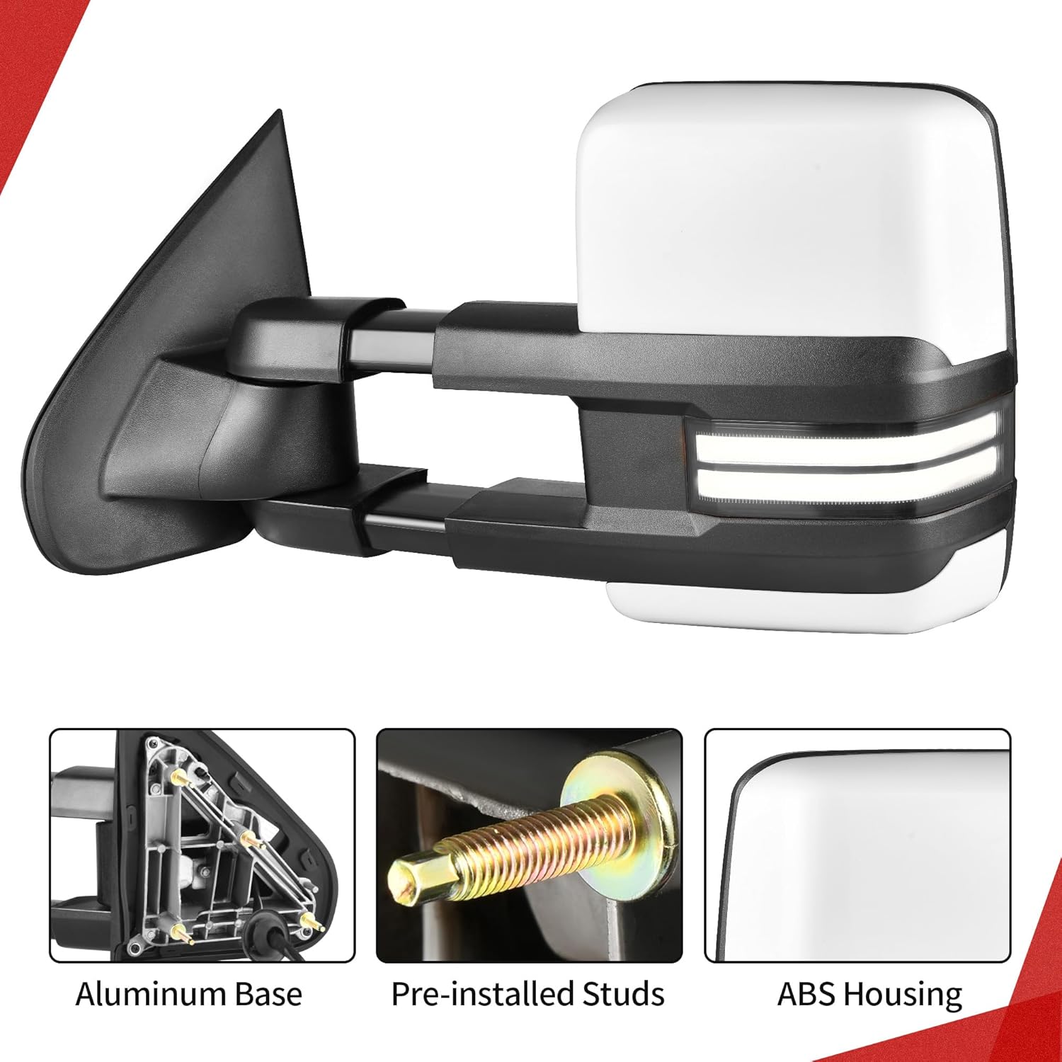 YITAMOTOR Towing Mirror for 2014-2018 Silverado Sierra 1500 2500 HD 3500 HD, Power Heated Switchback LED Turn Signal Light Running Light Manual Telescoping Folding White YITAMOTOR Towing Mirror for 2014-2018 Silverado Sierra 1500 2500 HD 3500 HD, Power Heated Switchback LED Turn Signal Light Running Light Manual Telescoping Folding White