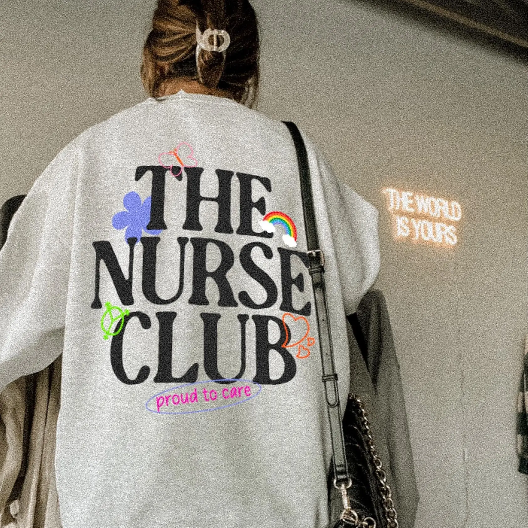 2 side - Pride Nurse Sweatshirt RN Pride Nurse Transgender Support Subtle Pride Shirt Proud Ally Nurse Kidcore Sweatshirt Nurse Subtle Pride Merch