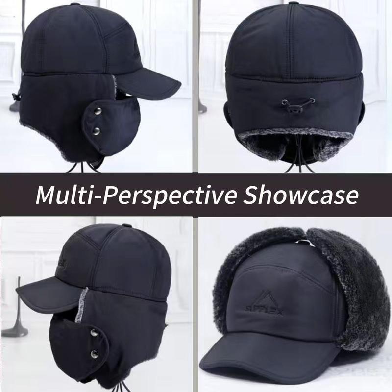 [live]Trapper Hat Style Mask Winter Warm Pilot Style Fur Ear Mask Ski Hunting Windproof Hat for Cold Weather Activities rapper Hat Mask with After-Sales Protection